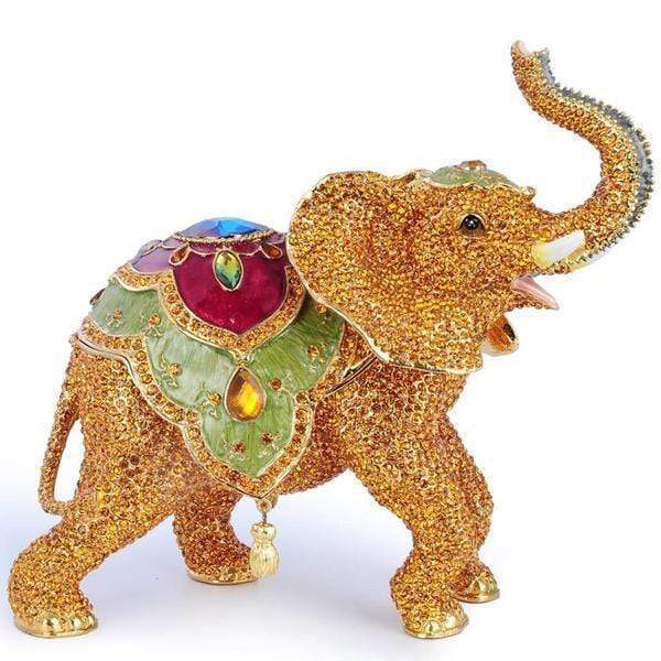 Gold Elephant Figurine Keepsake Box made with Crystals - Xformerz