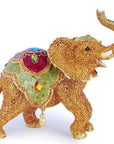 Gold Elephant Figurine Keepsake Box made with Crystals - Xformerz