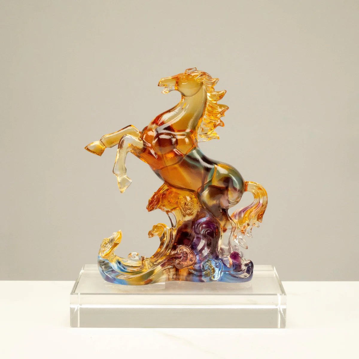 Graceful Horse Crystal Carving with Detachable Base - A Symbol of Freedom and Action - Xformerz