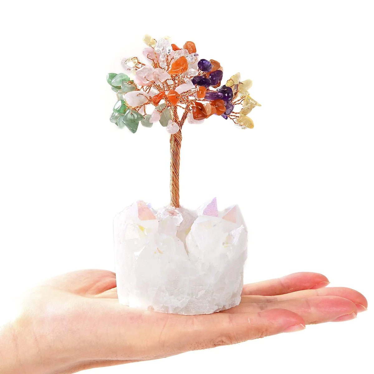 Multi-colored Natural Gemstone Tree of Life with Quartz Base - Xformerz