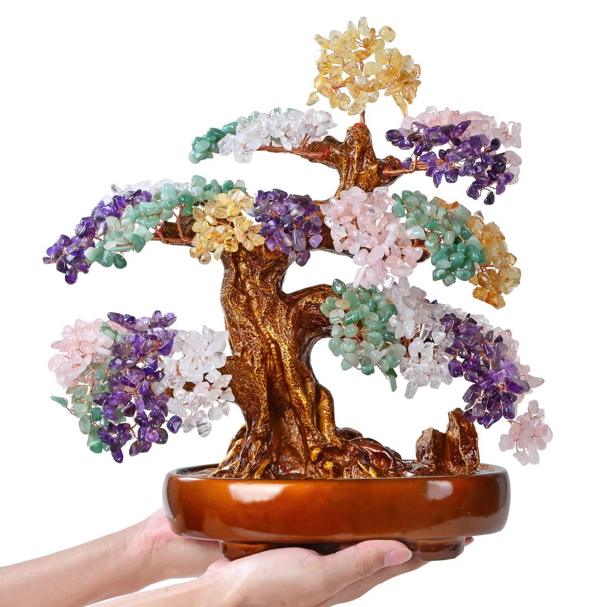 Multi-Gemstone Bonsai Tree of Life with 1,251 Natural Gemstones - Xformerz