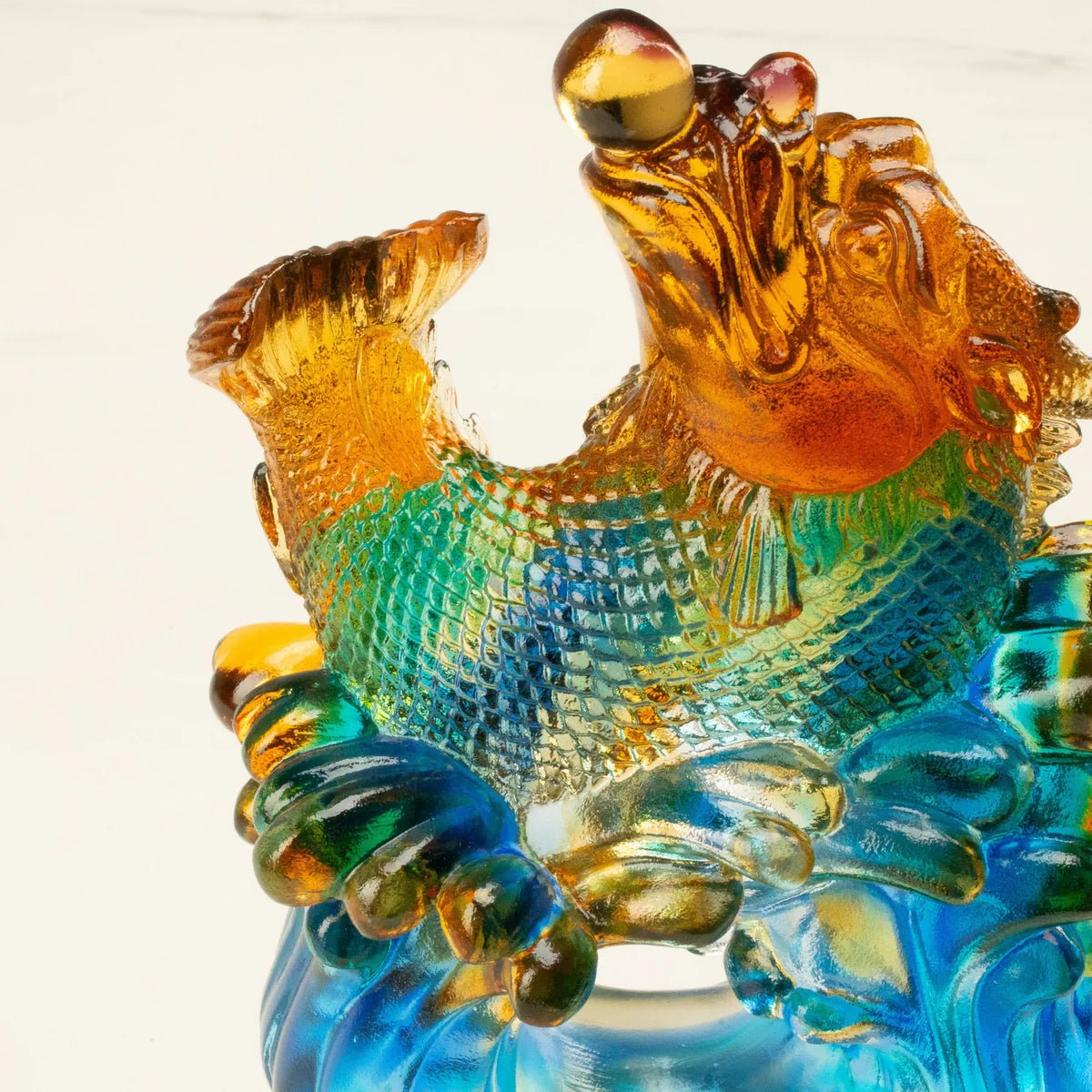 Mythical Dragon Head Fish Crystal Carving - A Symbol of Good Fortune and Prosperity - Xformerz