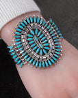 Nathaniel and Rosemary Nez Kingman Turquoise Zuni Needle Point USA Native American Made 925 Sterling Silver Cuff - Xformerz