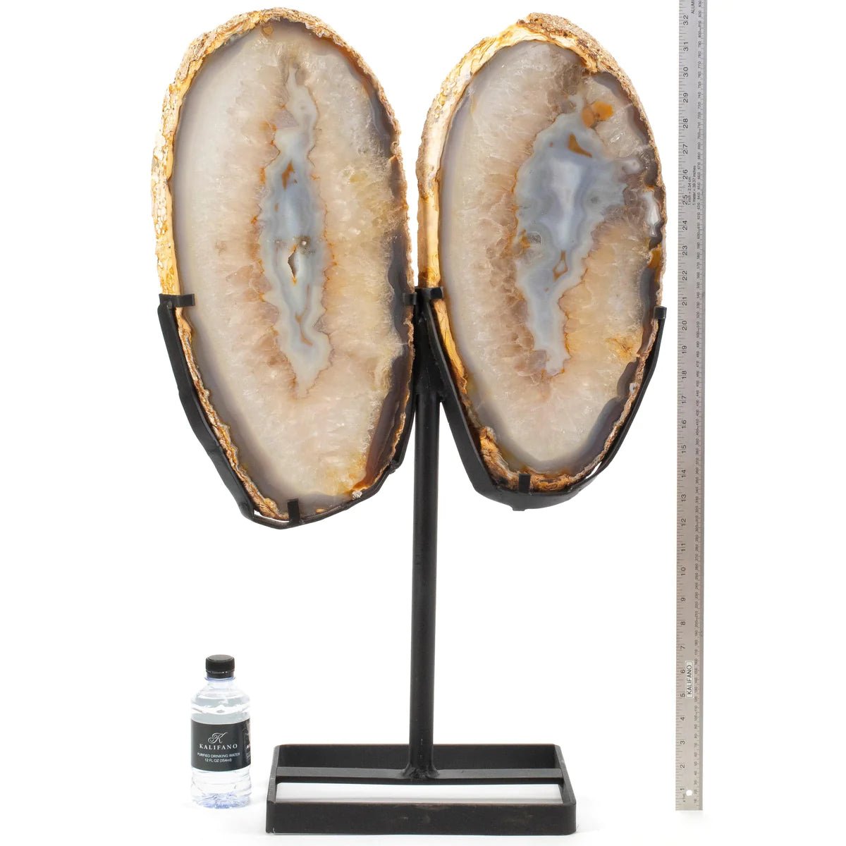 Natural Brazilian Agate & Quartz Slice Wings on Custom Stand - 32.5 42 lbs - Xformerz