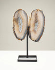 Natural Brazilian Agate & Quartz Slice Wings on Custom Stand - 32.5 42 lbs - Xformerz