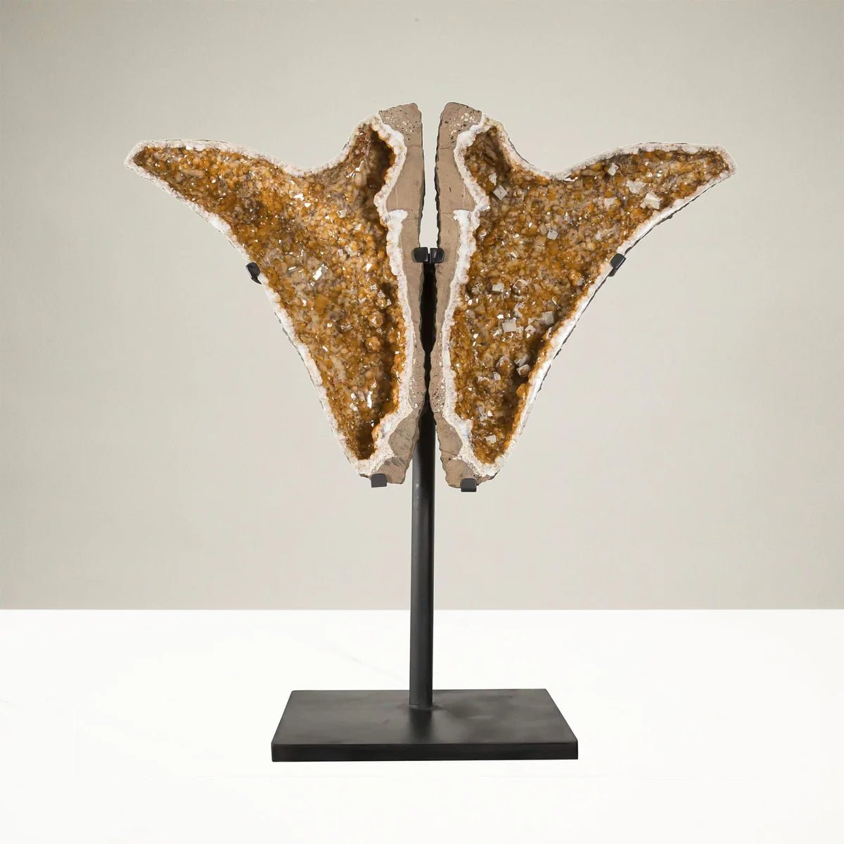 Natural Brazilian Citrine Geode Wing Pair on Custom Stand - 63 in / 255 lbs - Xformerz