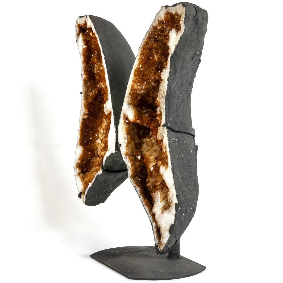 Natural Brazilian Citrine Geode Wings on Custom Stand - 35 in 203 lbs - Xformerz