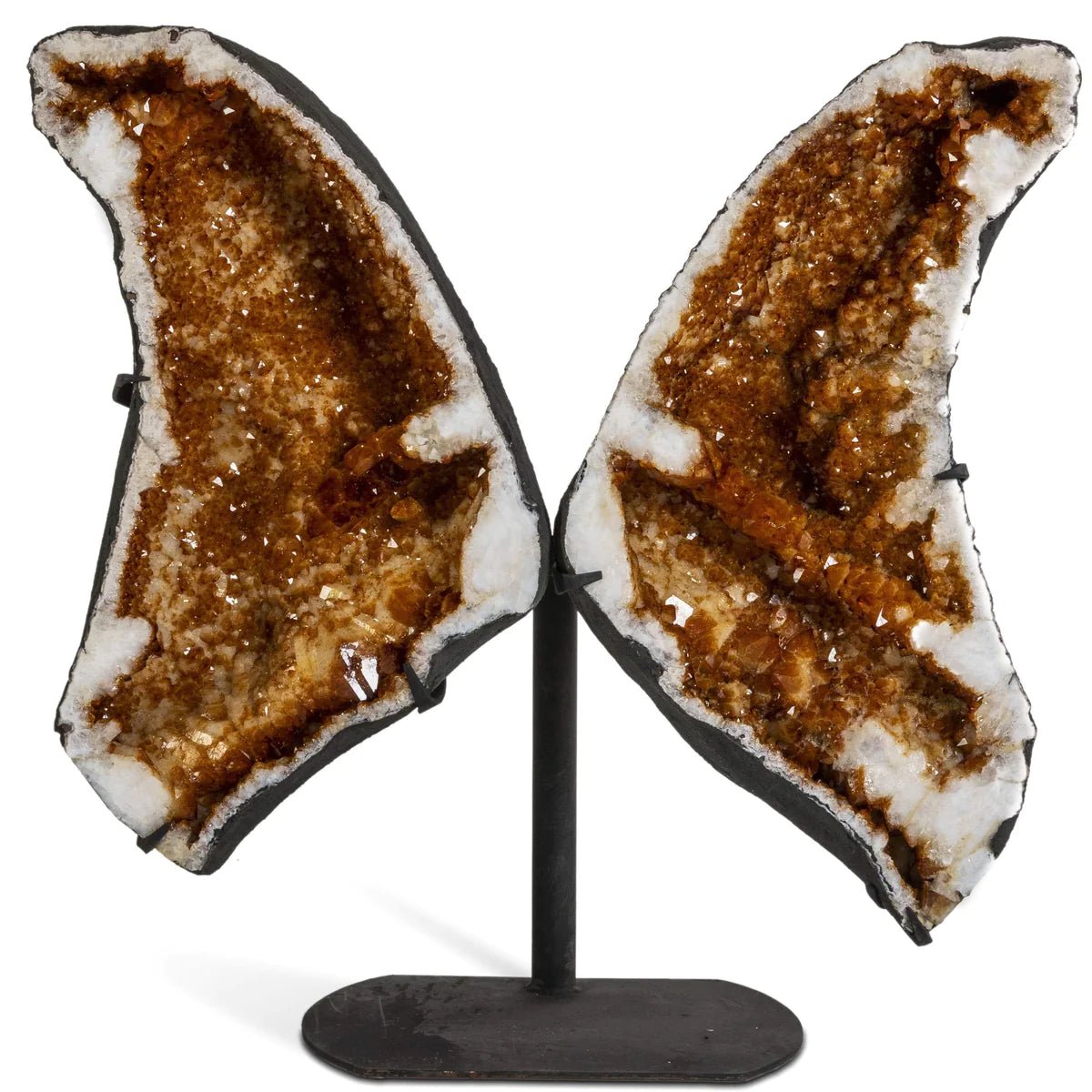 Natural Brazilian Citrine Geode Wings on Custom Stand - 35 in 203 lbs - Xformerz