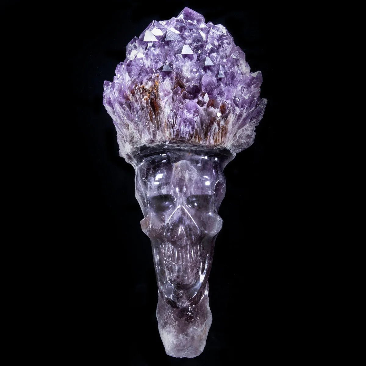 Natural Brazilian Elestial Amethyst Skull Carving - 14 in. 19 lbs - Xformerz