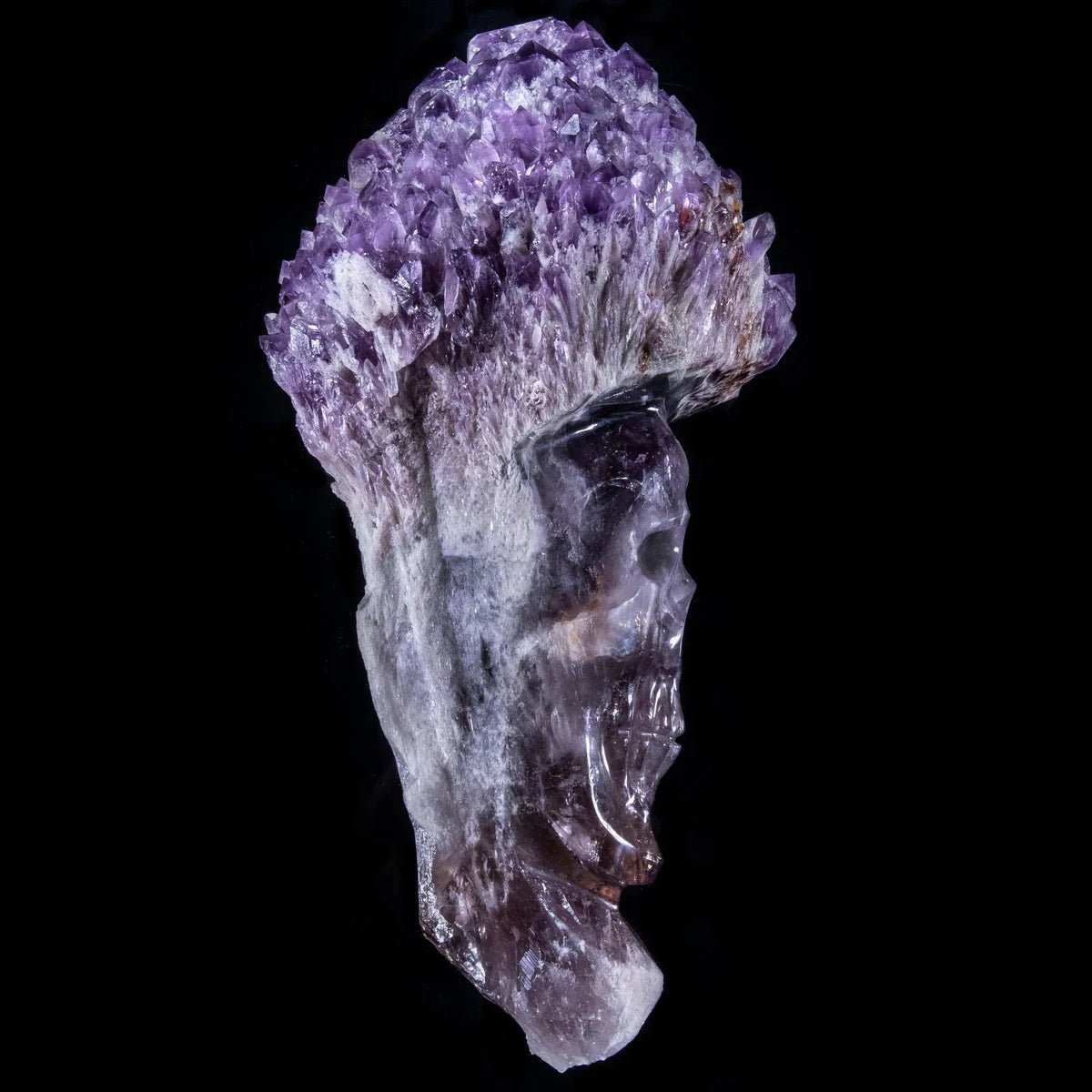 Natural Brazilian Elestial Amethyst Skull Carving - 14 in. 19 lbs - Xformerz