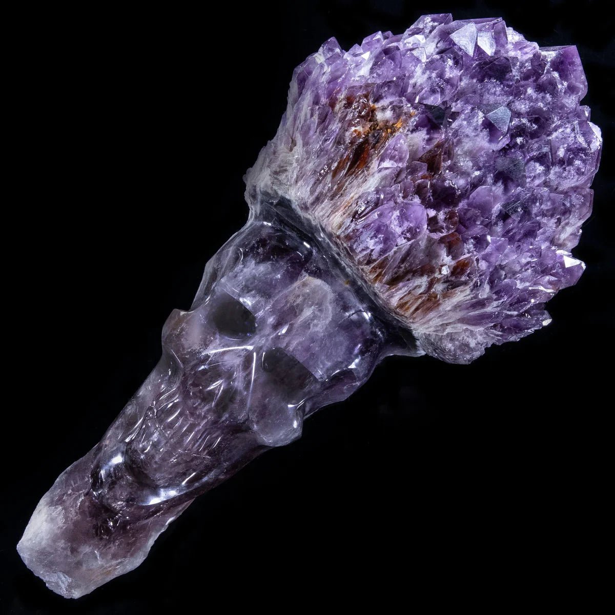 Natural Brazilian Elestial Amethyst Skull Carving - 14 in. 19 lbs - Xformerz