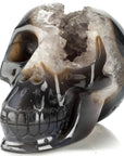 Natural Hand Carved Brazilian Druzy Agate Skull - 5.5 in. / 1,630 grams - Xformerz