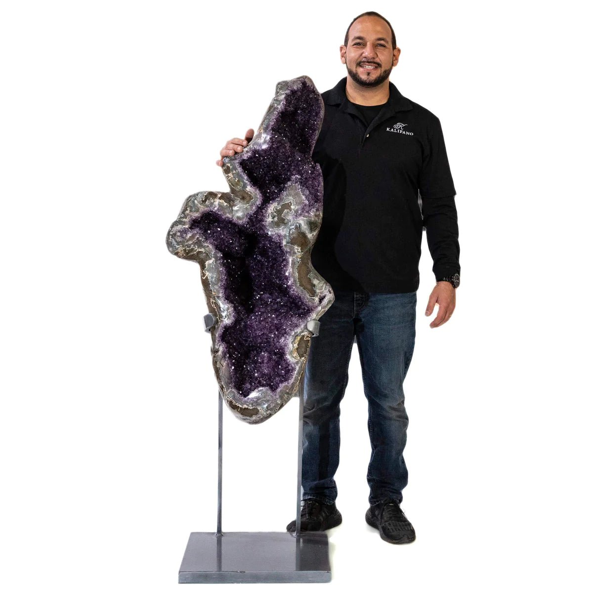 Natural Uruguayan Amethyst Geode on Custom Stand - 58 in 220 lbs - Xformerz