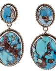 Peggy Skeets Navajo Golden Hills Turquoise Dangly Earrings USA Native American Made Sterling Silver Earrings - Xformerz