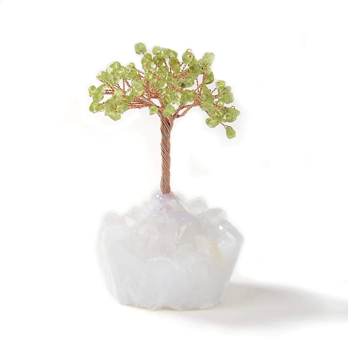 Peridot Natural Gemstone Tree of Life with Quartz Base - Xformerz