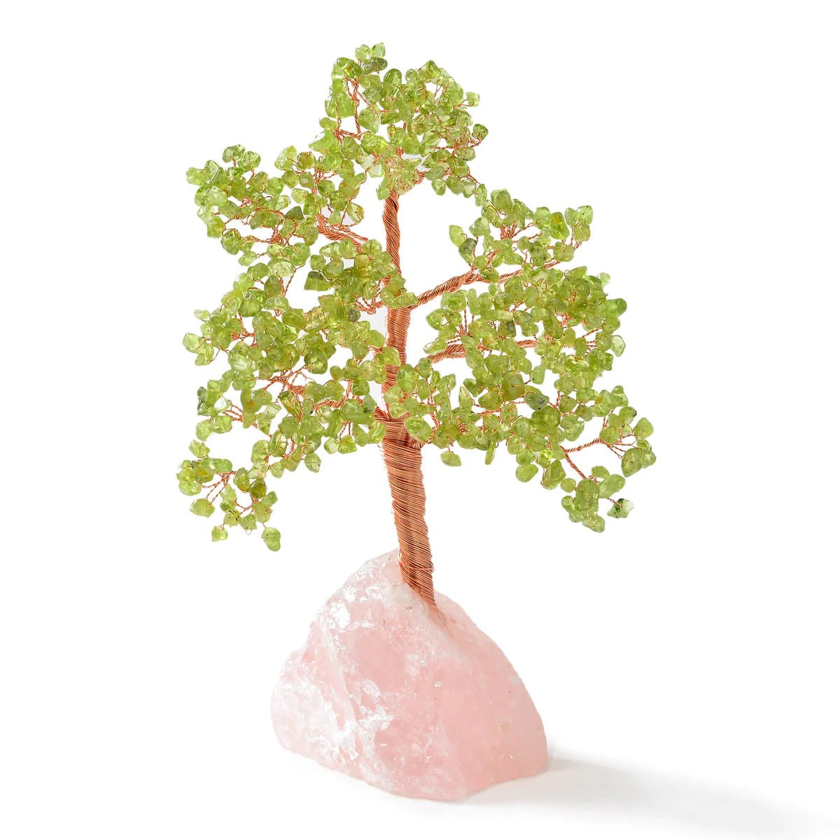 Peridot Tree of Life on Rose Quartz Base with 414 Natural Gemstones - Xformerz