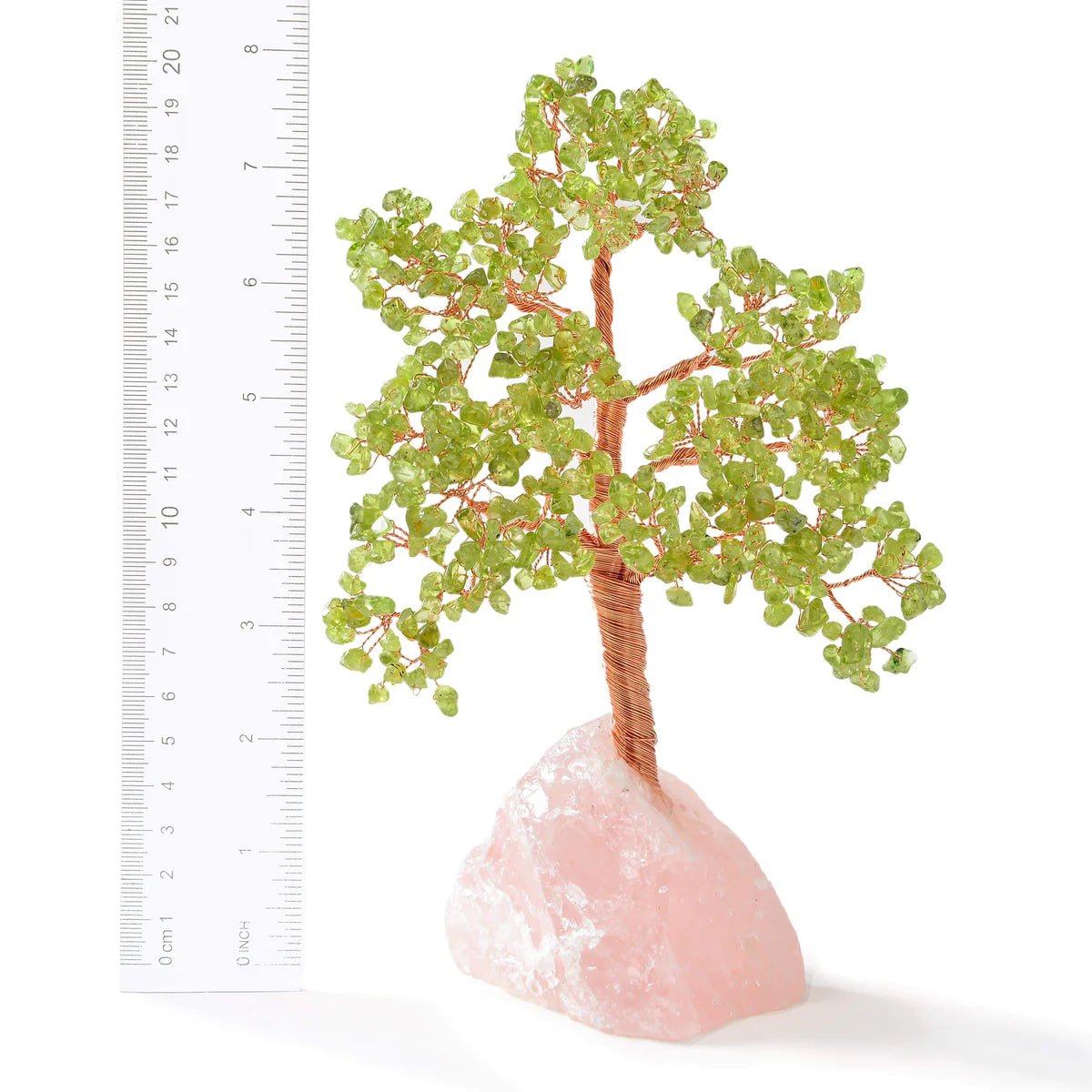 Peridot Tree of Life on Rose Quartz Base with 414 Natural Gemstones - Xformerz