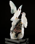 Peter Muller Actionlite Parrot Couple Love Birds Carving on Smoky Quartz & Tourmaline Base - Xformerz