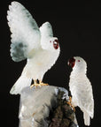 Peter Muller Actionlite Parrot Couple Love Birds Carving on Smoky Quartz & Tourmaline Base - Xformerz