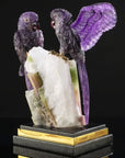 Peter Muller Amethyst Macaw Couple Love Birds Carving on Watermelon Tourmaline Base - Xformerz