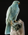 Peter Muller Aquamarine Falcon Love Birds Carving on Quartz and Tourmaline Base - Xformerz