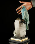 Peter Muller Aquamarine Falcon Love Birds Carving on Quartz and Tourmaline Base - Xformerz