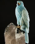 Peter Muller Aquamarine Falcon Love Birds Carving on Quartz and Tourmaline Base - Xformerz