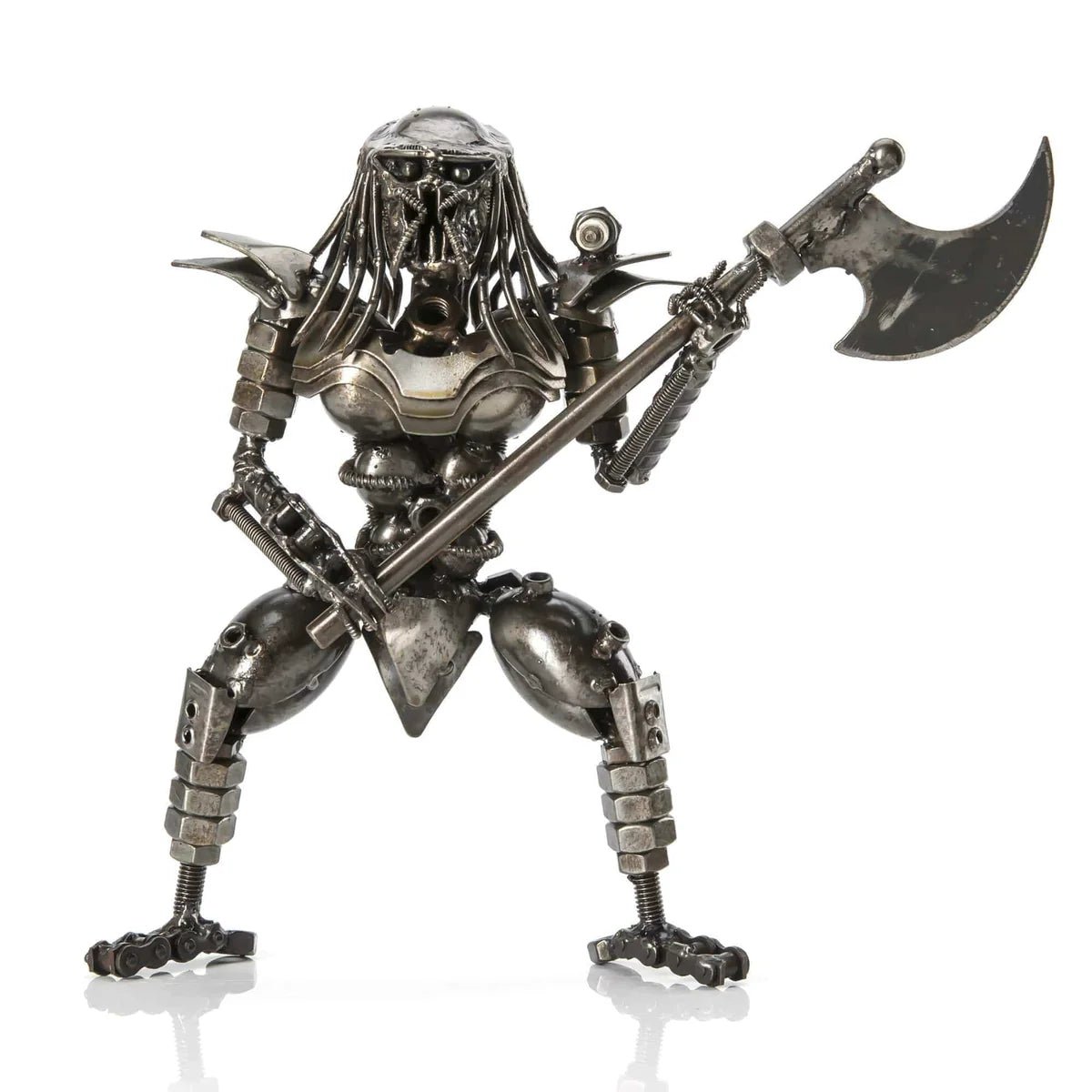 Predator with Battle Axe Inspired Recycled Metal Sculpture - Xformerz