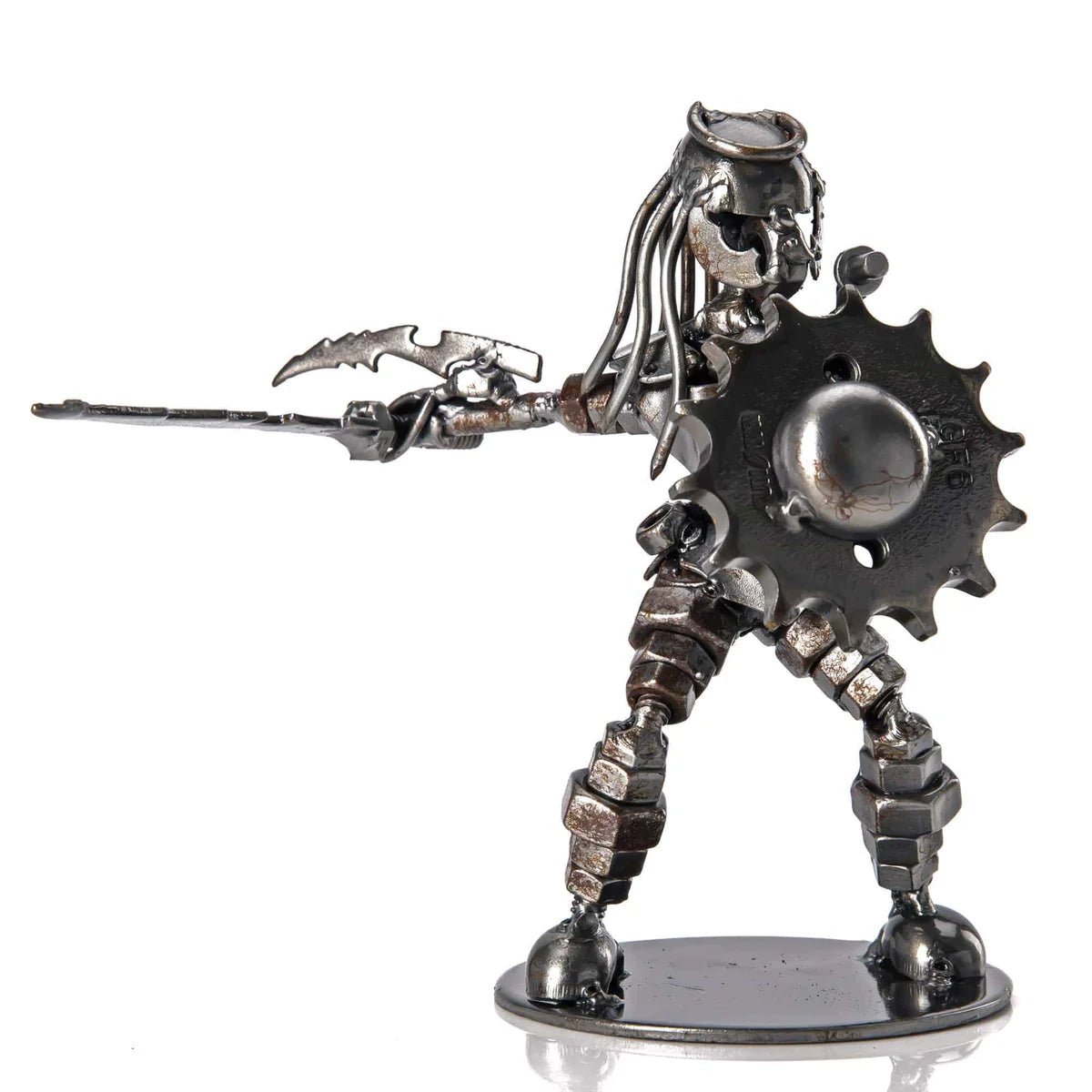 Predator with Sword and Shield Inspired Recycled Metal Sculpture - Xformerz