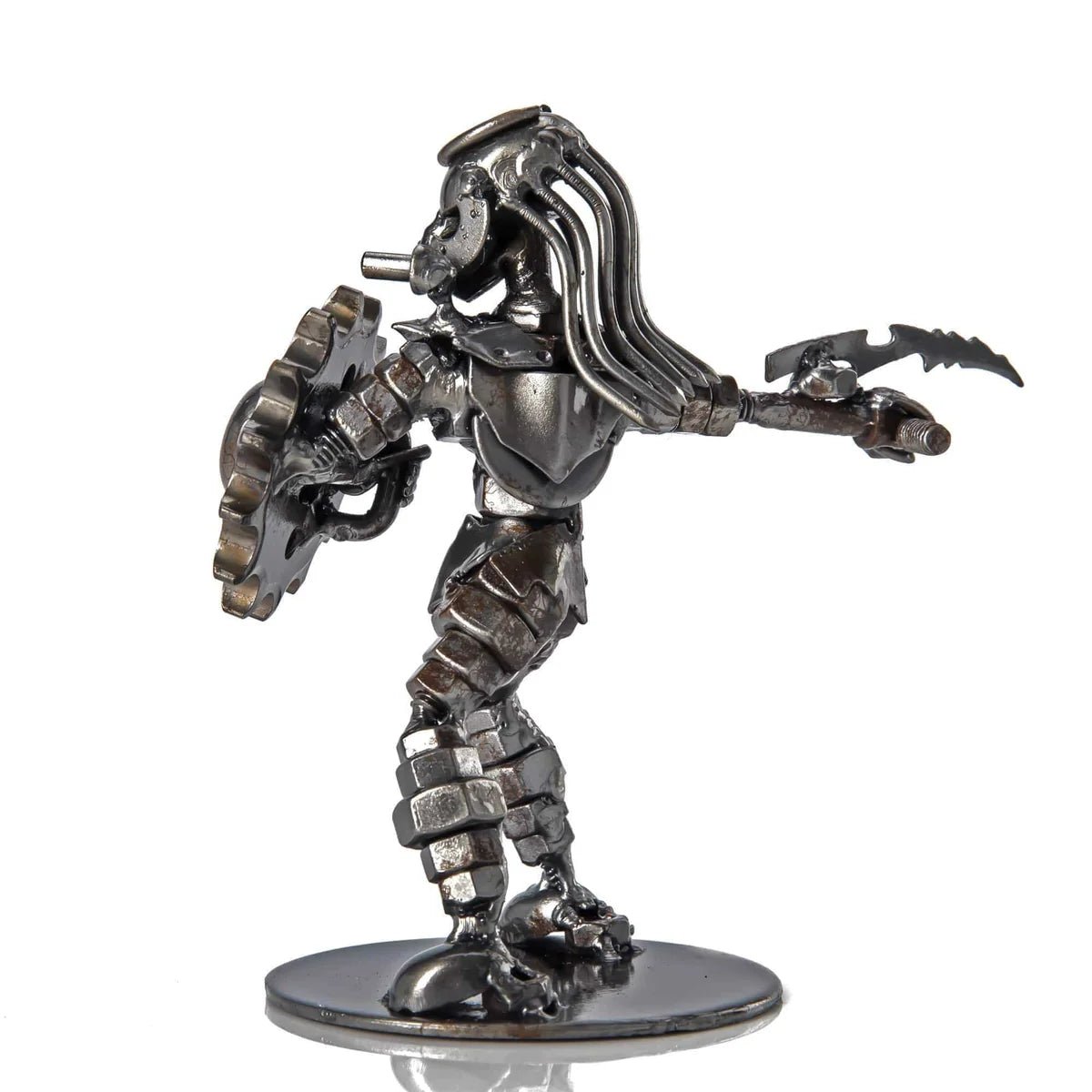 Predator with Sword and Shield Inspired Recycled Metal Sculpture - Xformerz