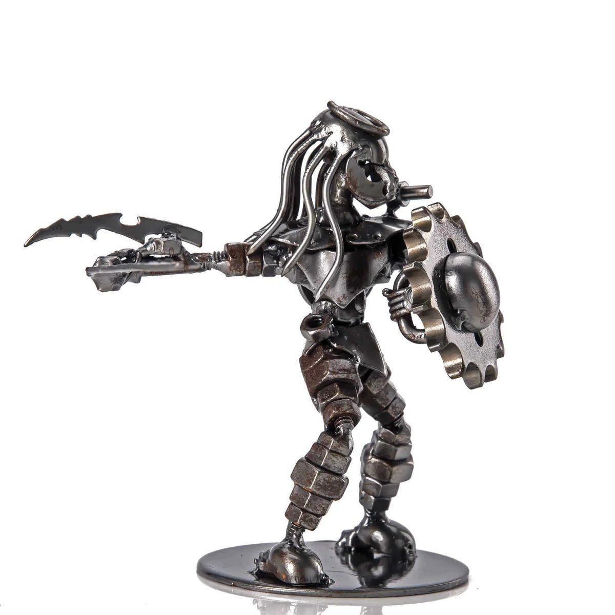 Predator with Sword and Shield Inspired Recycled Metal Sculpture - Xformerz