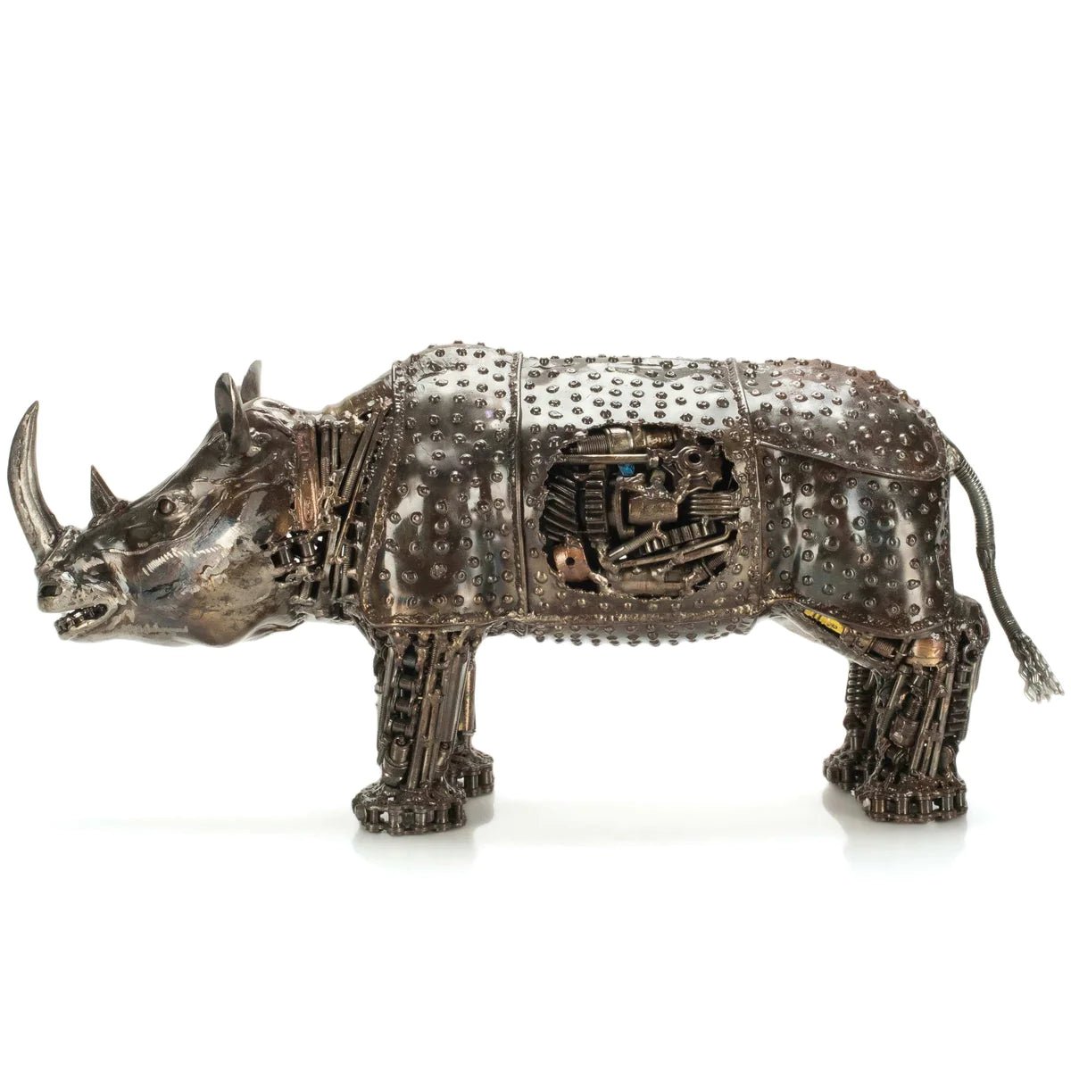 Rhino Inspired Recycled Metal Art Sculpture - Xformerz