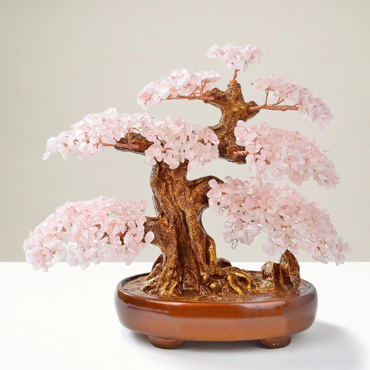 Rose Quartz Bonsai Tree of Life with 1,251 Natural Gemstones - Xformerz