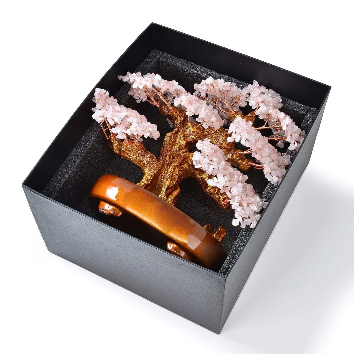 Rose Quartz Bonsai Tree of Life with 1,251 Natural Gemstones - Xformerz