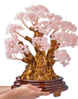 Rose Quartz Tree of Life Centerpiece with over 2,000 Natural Gemstones - Xformerz