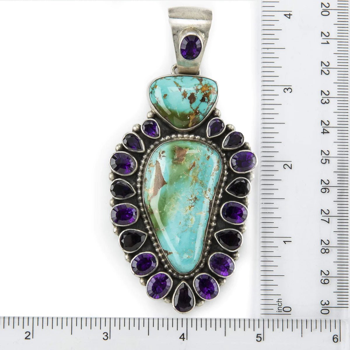 Royston Turquoise USA Native American Made 925 Sterling Silver Pendant - Xformerz