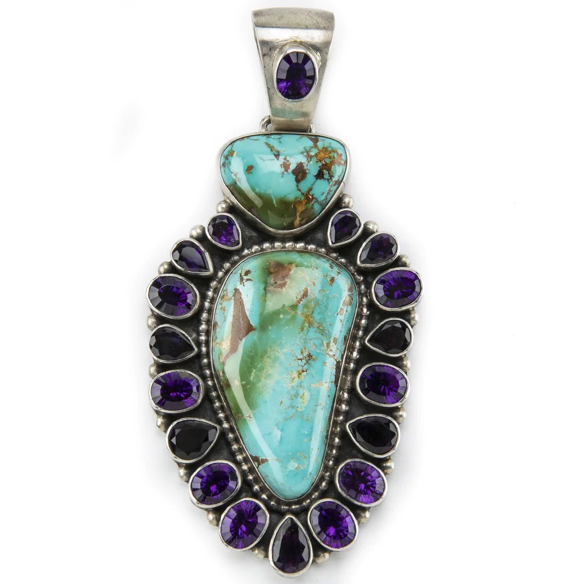 Royston Turquoise USA Native American Made 925 Sterling Silver Pendant - Xformerz