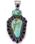 Royston Turquoise USA Native American Made 925 Sterling Silver Pendant - Xformerz