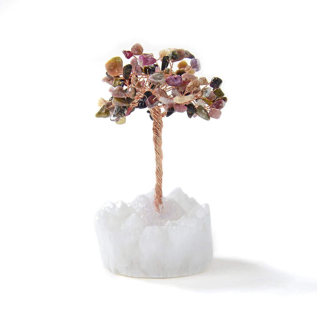 Tourmaline Natural Gemstone Tree of Life with Quartz Base - Xformerz