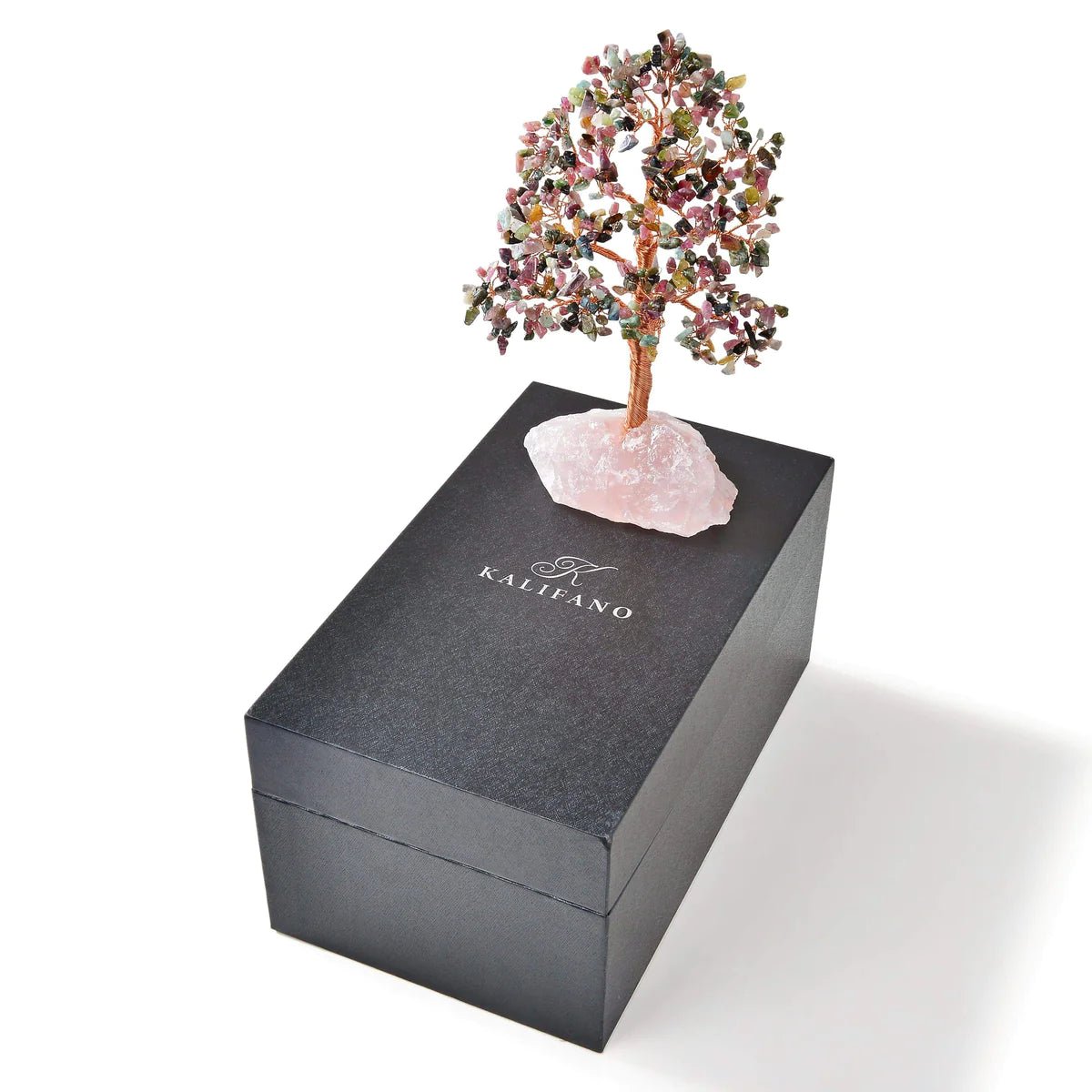 Tourmaline Tree of Life on Rose Quartz Base with 414 Natural Gemstones - Xformerz