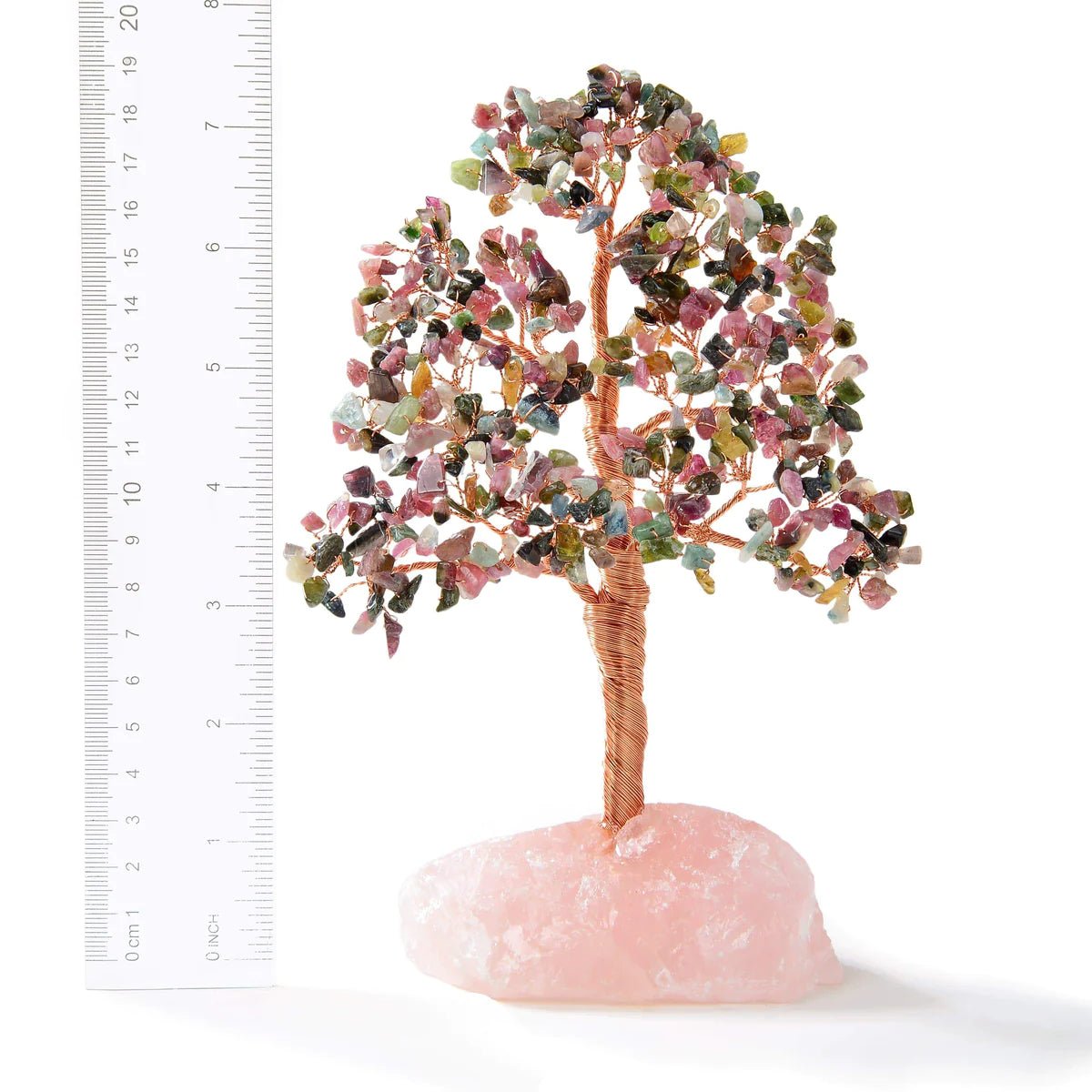 Tourmaline Tree of Life on Rose Quartz Base with 414 Natural Gemstones - Xformerz