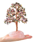 Tourmaline Tree of Life on Rose Quartz Base with 414 Natural Gemstones - Xformerz