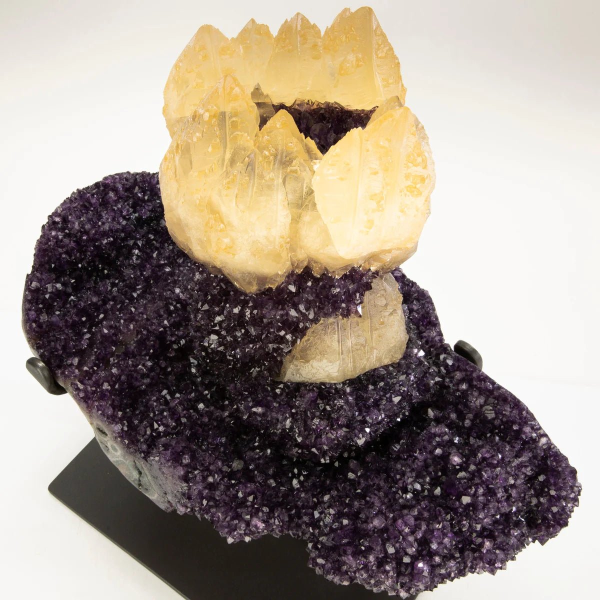 Uruguayan Amethyst Geode Specimen with Natural Rare Calcite Crown - Xformerz