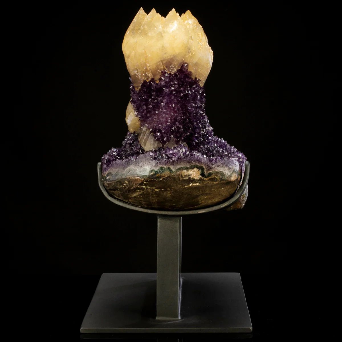 Uruguayan Amethyst Geode Specimen with Natural Rare Calcite Crown - Xformerz