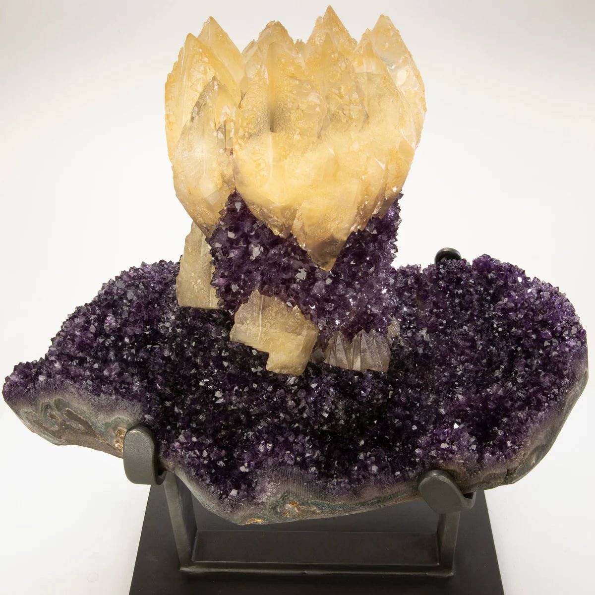 Uruguayan Amethyst Geode Specimen with Natural Rare Calcite Crown - Xformerz