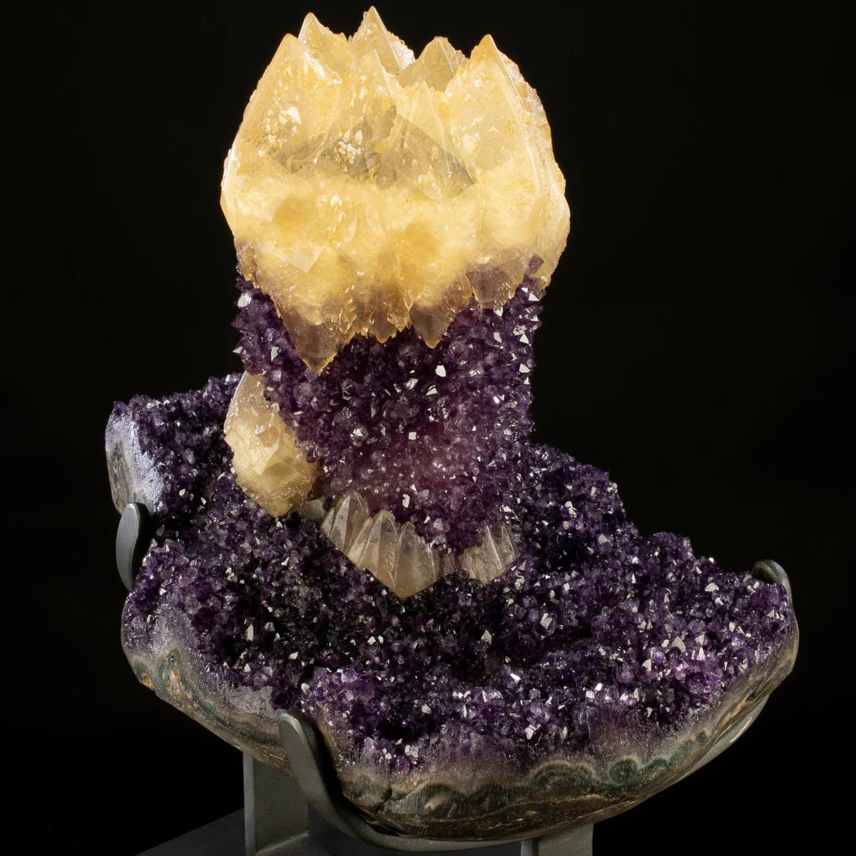 Uruguayan Amethyst Geode Specimen with Natural Rare Calcite Crown - Xformerz