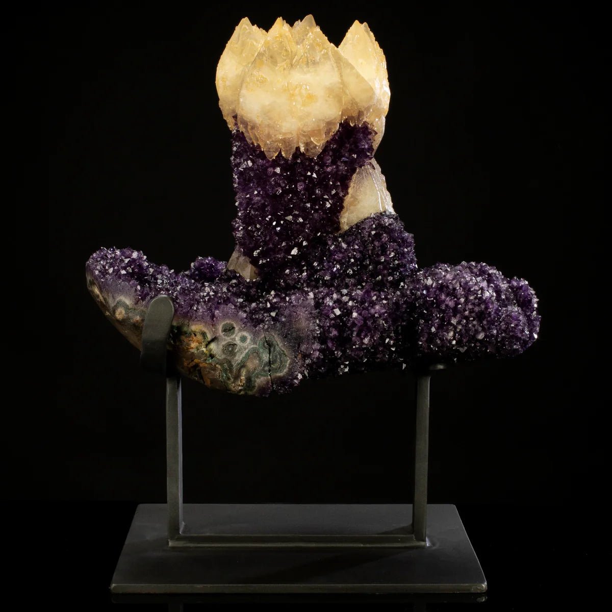 Uruguayan Amethyst Geode Specimen with Natural Rare Calcite Crown - Xformerz