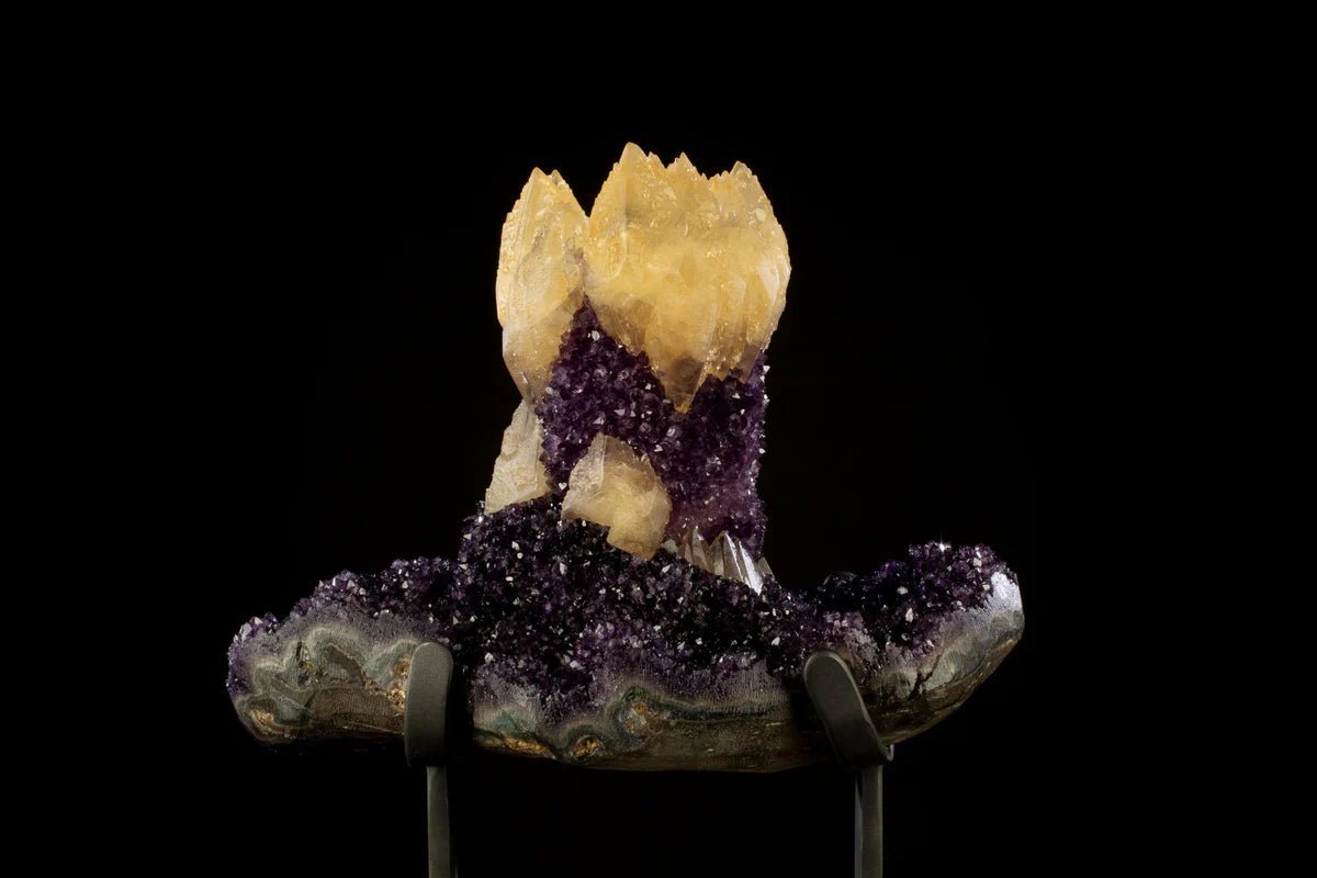 Uruguayan Amethyst Geode Specimen with Natural Rare Calcite Crown - Xformerz