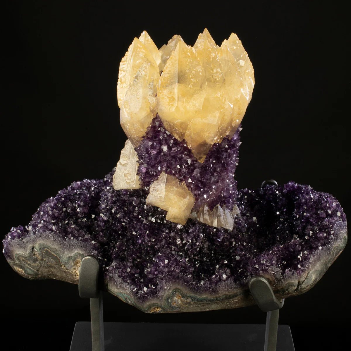 Uruguayan Amethyst Geode Specimen with Natural Rare Calcite Crown - Xformerz