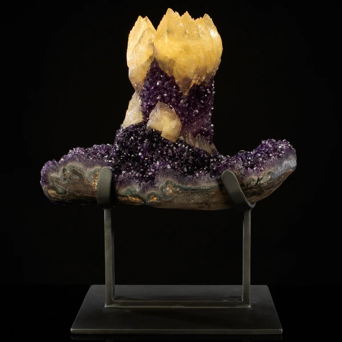 Uruguayan Amethyst Geode Specimen with Natural Rare Calcite Crown - Xformerz